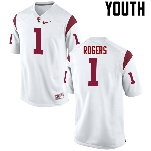 Youth #1 Darreus Rogers USC Trojans College Football Jerseys-White - Click Image to Close
